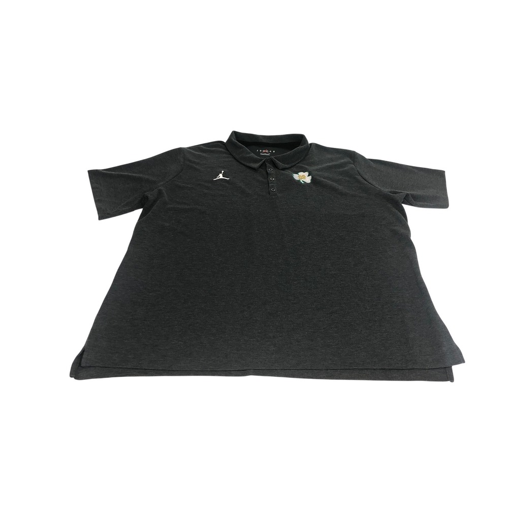 Jordan Mens Dark Gray Polo Shirt Short Sleeve Notre Dame Shamrock‎ Logo XXL